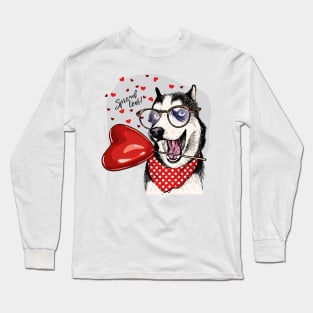 siberian husky spread love Long Sleeve T-Shirt